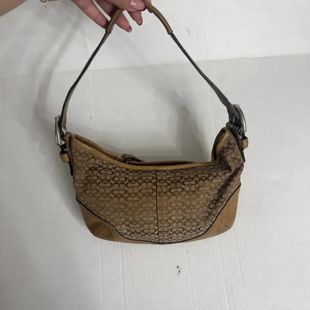 Coach Soho Signature Hobo Jacquard Hand Bag Y2K Brown /Beige - Picture 5 of 6